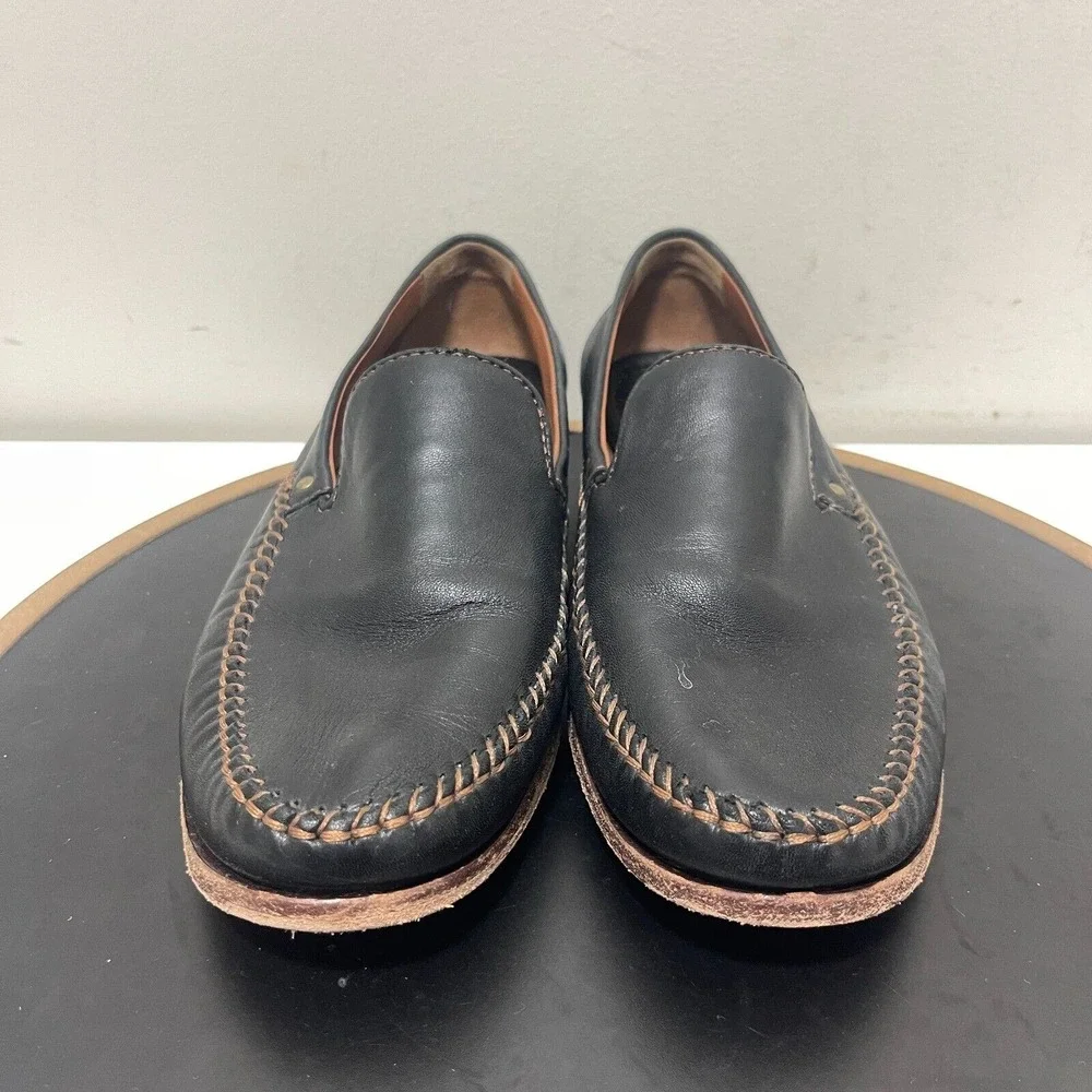 Trask Loafers Men 9.5 M Moc Toe Slip On Leather Dress Casual Shoes Black Classic